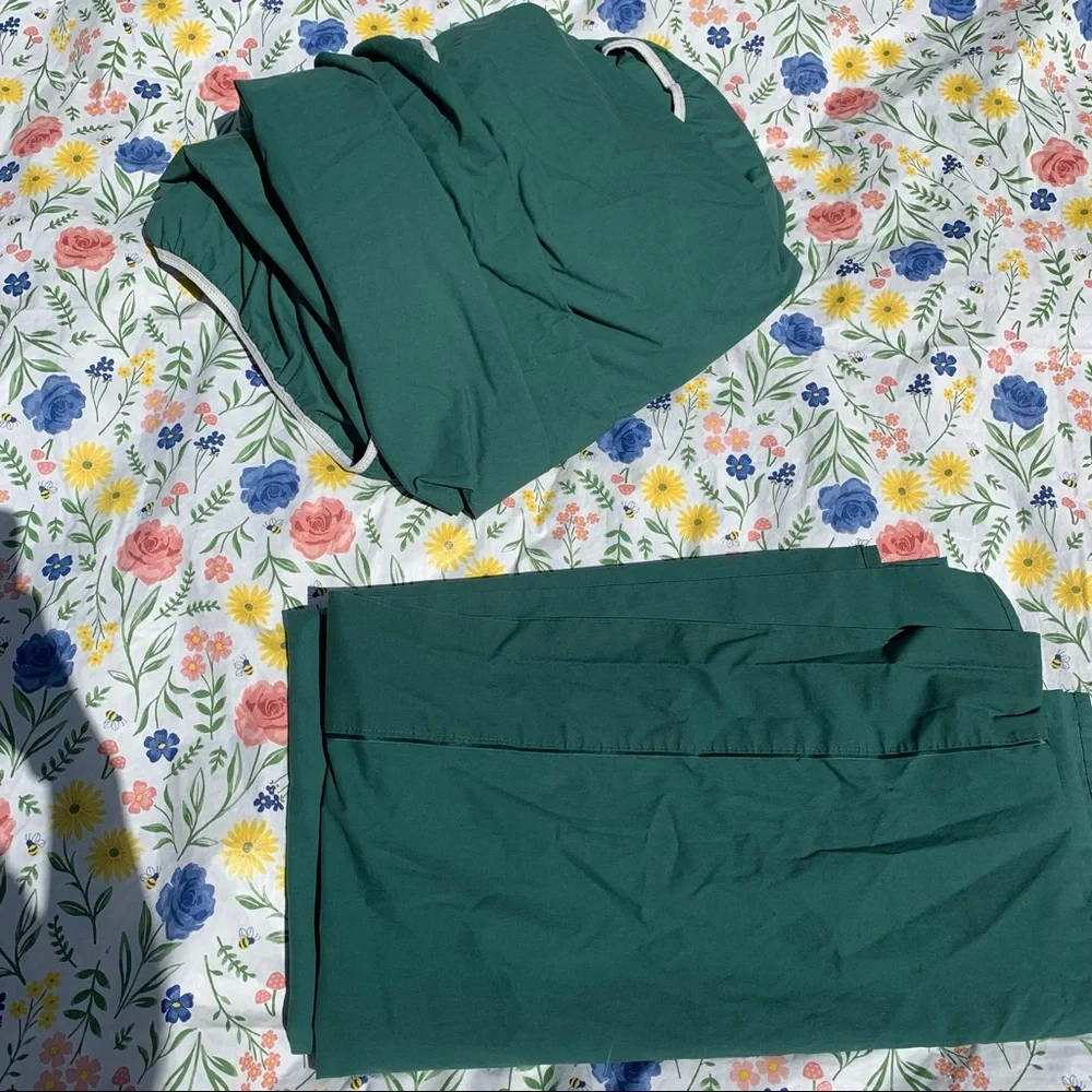 Vintage Full Size Bedding Sheet Set Fitted & Flat! Forest Green!